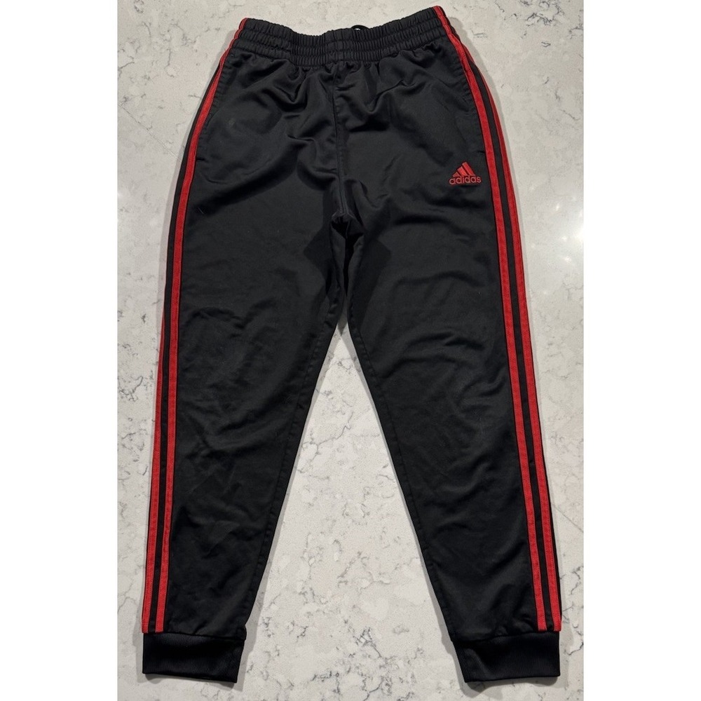 Adidas Track Pants Youth Medium Plus 10/12 Black Athletic Sportswear Athleisure